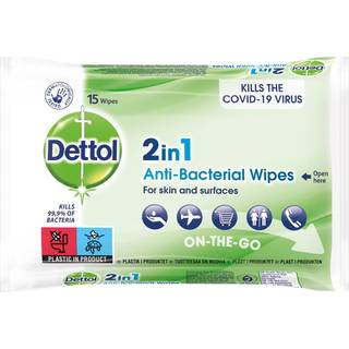 Dettol 2i1 Antibacterial Wipes 15 stk.