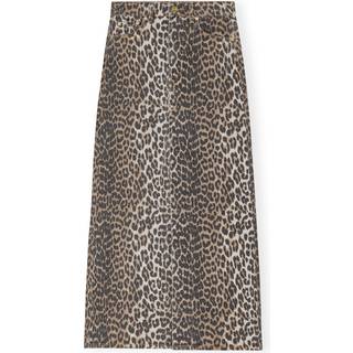 Denim Maxi Slit Skirt J1445 - Leopard - GANNI - Leopard XL