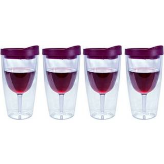 Sydlige hjemmevarer vin tumbler 10 oz isoleret vino dobbeltv?g akryl med merlot r?d drink gennem l?g vin 2go s?t p? 4