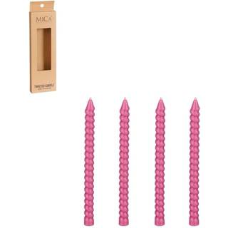 Tynde snoede kertelys 4 -pak pink