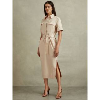 Reiss Aimie Cotton Blend Utility Med bælte Midi KjoleEU 36 (UK 8)