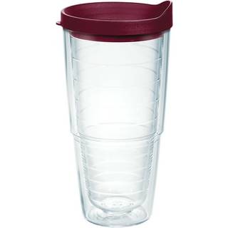 Tervis Clear & farverig l?g lavet i USA Double Walled Isoleret Tumbler Travel Cup holder drikkevarer koldt og varmt 24 oz maroon l?g