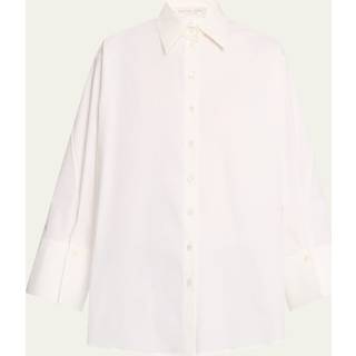 MK Organic Stretch Cotton Poplin Oversized Shirt - White - Michael Kors - EU 32