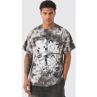 Mens White Oversized Pokemon Wash License T-shirt
