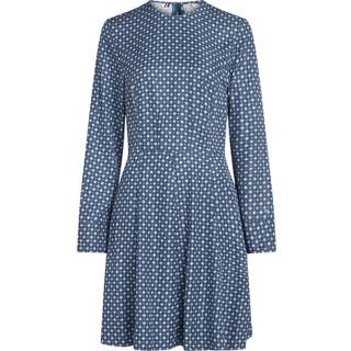 Foulard Fit & Flare Knee Kjole, Heritage Foulard/Fossil Blue, 42