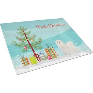Caroline's Treasures CK3469LCB White Lhasa Apso Christmas Tree Glass Cutting Board Stor dekorativt tempereret glas Køkkenskæring og serveringspla