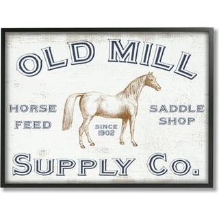 Stupell Industries Old Mill Supply Co. Vintage Hestefoder annonce Sort indrammet vgkunst 20 x 16 Off- White