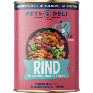 Pets Deli Vådfoder til hunde med okse, broccoli, papaya, amarant og basilikum 74.88 DKK/1 kg (6 x 400.0g)