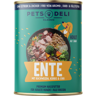 Pets Deli Vådfoder til hunde med and, boghvede, græskar, fennikel og chia 74.88 DKK/1 kg (6 x 400.0g)