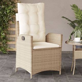 Havestole Med Lænefunktion Og Hynder Polyrattan - 1 / Beige / Uden fodskammel