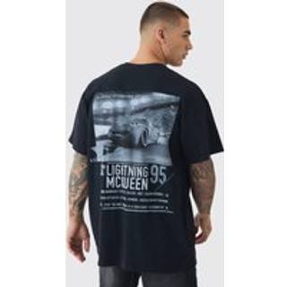 Mens Black Oversized Disney Cars License Back Print T-shirt