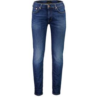 Dark wash tapered jeans