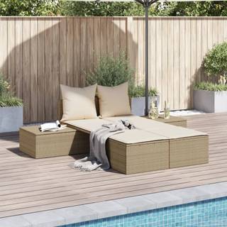 solseng med hynder polyrattan beige