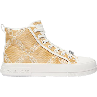 MK Evy Empire Logo Jacquard Straw High-Top Trainers - Natural - Michael Kors - EU 36