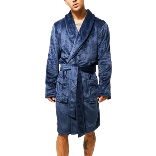 Mens Navy Shawl Dressing Gown