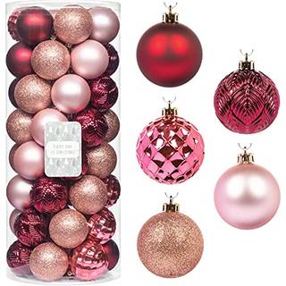 Hver dag er julepynt, der er knustfast juletræ ornament sæt julekugler dekoration 50 tælling (2.24 """"/57mm lyserød rose)