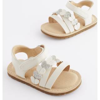 Next White Standard Fit (F) Touch Fastening Corkbed Sandals