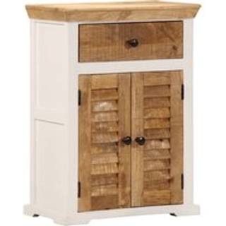 skænk 55x30x73 cm massivt ru mangotræ hvid og brun