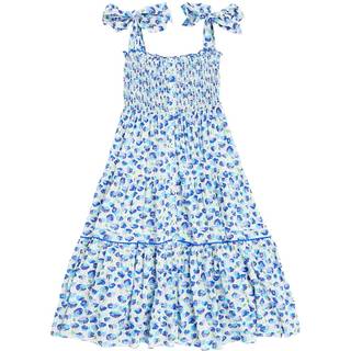 Poupette St Barth Kids Trini printed shirred dress - blue - Y 8
