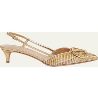 Valentino Garavani VLogo Signature 40 leather slingback pumps - gold - EU 36.5