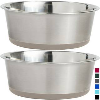 Gorilla greb Sæt med 2 hunde skåle holder 4 kopper (32 fl oz) kraftig metal mad og vandskål til fodring af hunde og katte opvaskemaskine sikker r