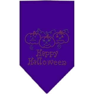 Happy Halloween Rhinestone Bandana Purple Large