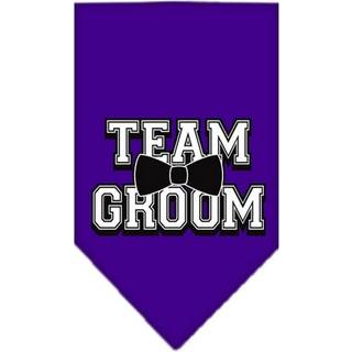 Kæledyr og hundebandana skærm trykt """" Team Groom """" Purple Large