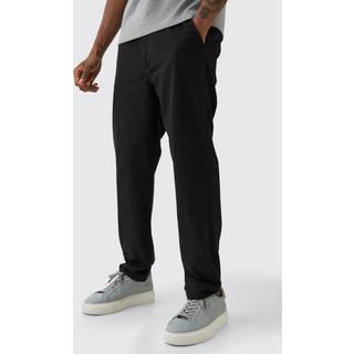 Mens Black Tall Fixed Waist Slim Cropped Chino Trouser