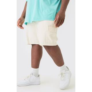 Mens Plus Cord Cargo Shorts In Stone