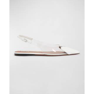 AlaÃ¯a Le CÅur patent leather and PU slingback flats - white - EU 35