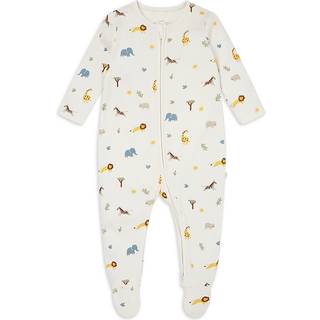 Mori MORI Cream Safari Print Supersoft 2 Way Zip-Up Sleepsuit