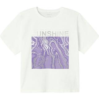 NAME IT Løs Kort T-Shirt Javase Bright White Purple