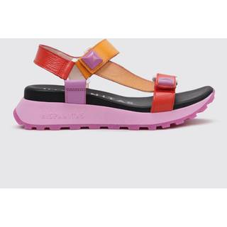Hispanitastil kvinder. CHV243311 Flerfarvede Maui-lædersandaler (36), Fast, Velcro, Casual, Flerfarvet