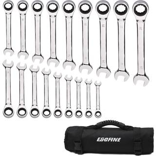 Egofine 18pc metrisk skruen?gle s?t 6 mm - 24 mm Chrome Vanadium st?l skraldestrench s?t med en rulle op opbevaringspose