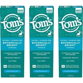 Toms of Maine Botanically Bright Natural Whitening Tandpasta Fluoridfri og SLS Fri Vegansk Pebermynte 3 Pack 4.0 Oz