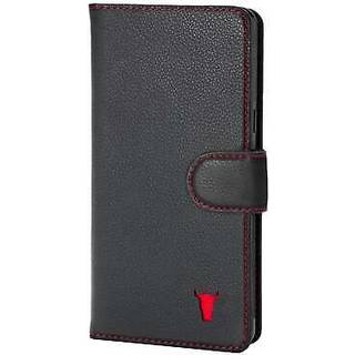 Google Pixel 8a Leather Wallet Case - Black with Red Detail