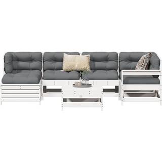 Sofasæt Til Haven 7 Dele Massivt Fyrretræ - Hvid