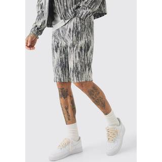 Mens Dark Grey Tall Relaxed Fit Fabric Interest Denim Shorts