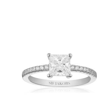 Sif Jakobs - Ellera quadrato sølv ring med hvide sten - r42280-cz