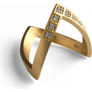 Jane Kønig Diamant V-ring, forgyldt - Str. 55