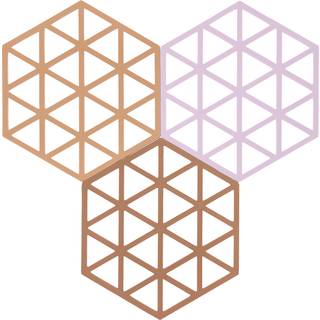 Zone Denmark Triangles Bordskåner 3 stk. - Light Terracotta/Lupine/Almond - 16x14x0,9cm