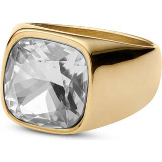 Len Guldfarvet Gravel Ring m. Krystal