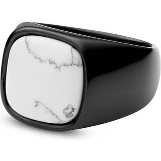 Len Gunmetal Grå Gravel Ring m. Hvid Howlit