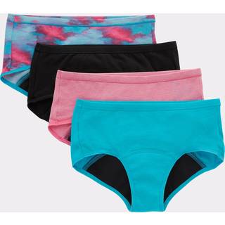 Hanes Girls 'Big Comfort Underwear Hipster Period trusser Moderat Beskyttelse 4-Pack Boyshort-Pink/Blue/Black-4 Pack 8