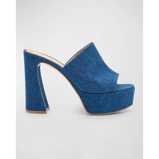 Gianvito Rossi Holly denim platform mules - blue - EU 41