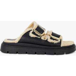 Dune London Dune London Black Lodge Faux Shearling Flat Sandals