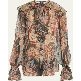 Etro Printed ruffled silk blouse - multicoloured - XS