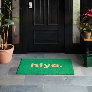 Town & Country Terra Hiya Malet Welcome Door Mat Natural Coir Heavyweight Slips Entryway Mat Green 18 """" X30 """"