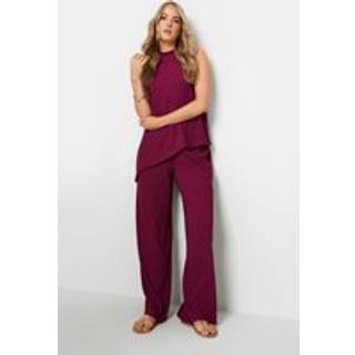 Lts Tall Berry Pink Textured Wide Leg Trousers Long > 8 Lts | Tall Women's Slim Trousers - Long 8