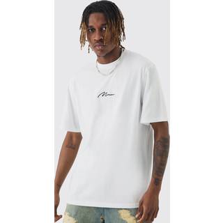 Mens White Tall Man Signature Chest Print T-shirt